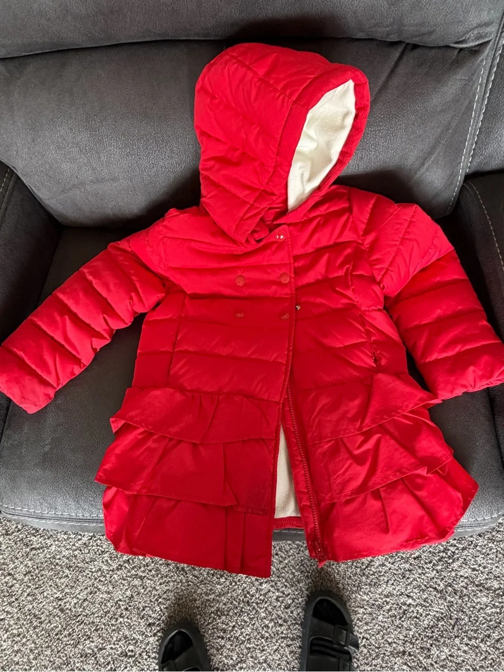 Gymboree Red Hooded Tiered Ruffle Puffer Coat